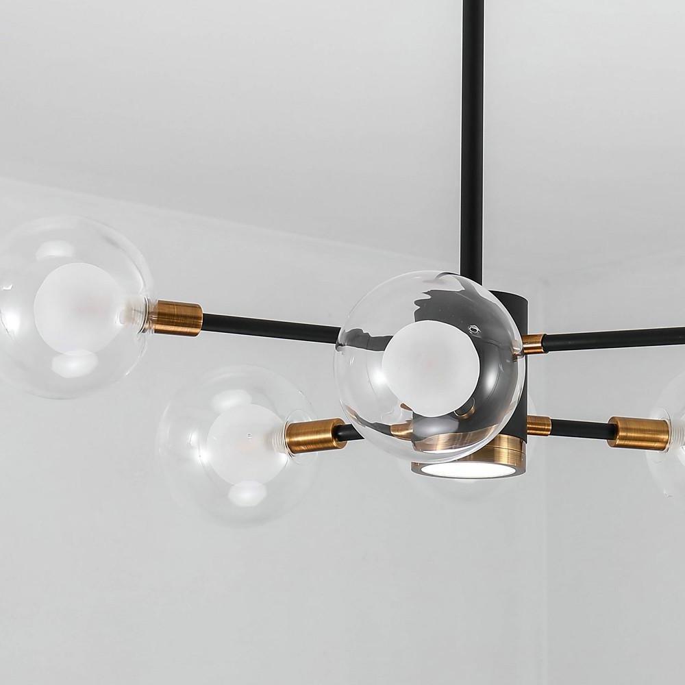 6-Light Modern Glass Globe Chandelier for Kitchen & Dining