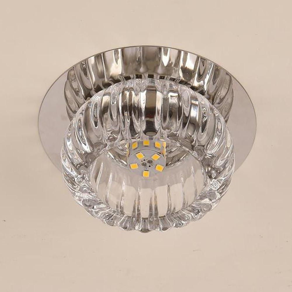 Geometric Crystal Flush Mount Ceiling Light Metal LED 4 Inch