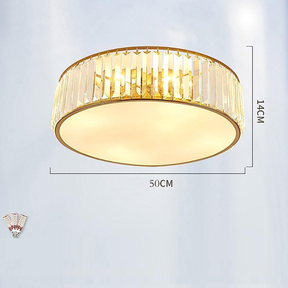 Crystal Drum LED Flush Mount Ceiling Light - Nordic Style Brass