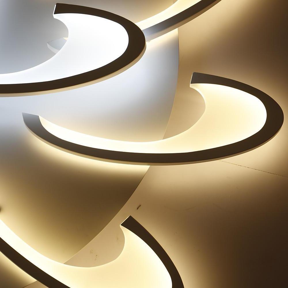 Modern Geometric Wave Flush Mount Ceiling Light with LED 28 Inch