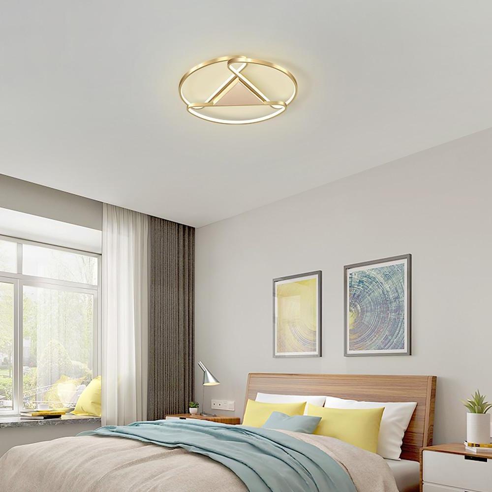 Geometric Circle LED Flush Mount Ceiling Light – Gold Metal Finish