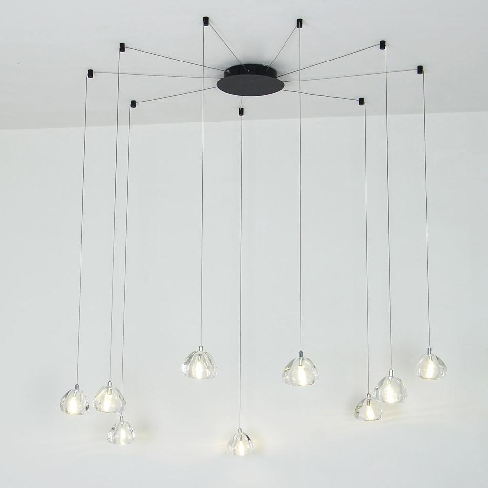 Contemporary Raindrop Crystal Chandelier with Metal Frame – 9-Light