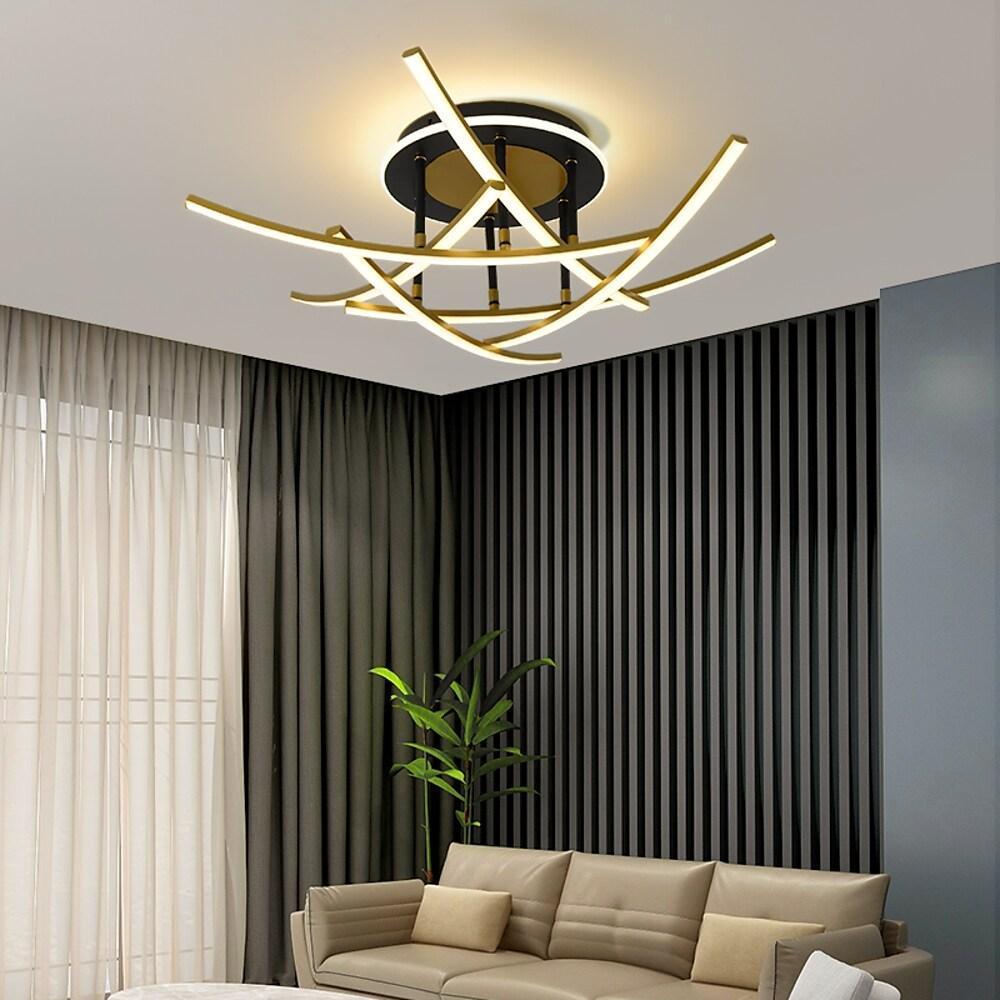 Curved Linear Dimmable LED Semi-Flush Mount Ceiling Light