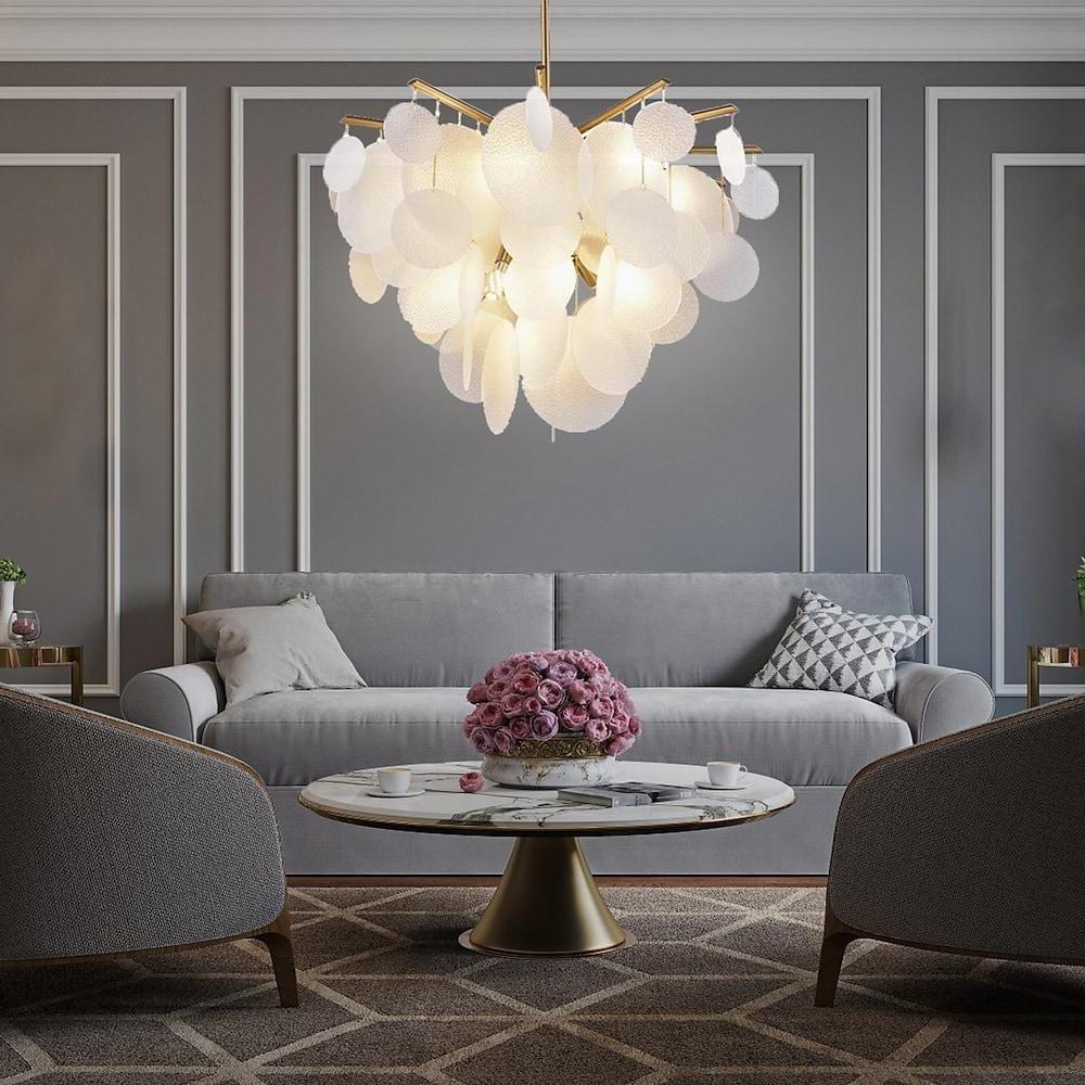 Modern LED Chandelier with Layered Acrylic Panels – 6 Lights