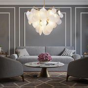 Modern LED Chandelier with Layered Acrylic Panels – 6 Lights