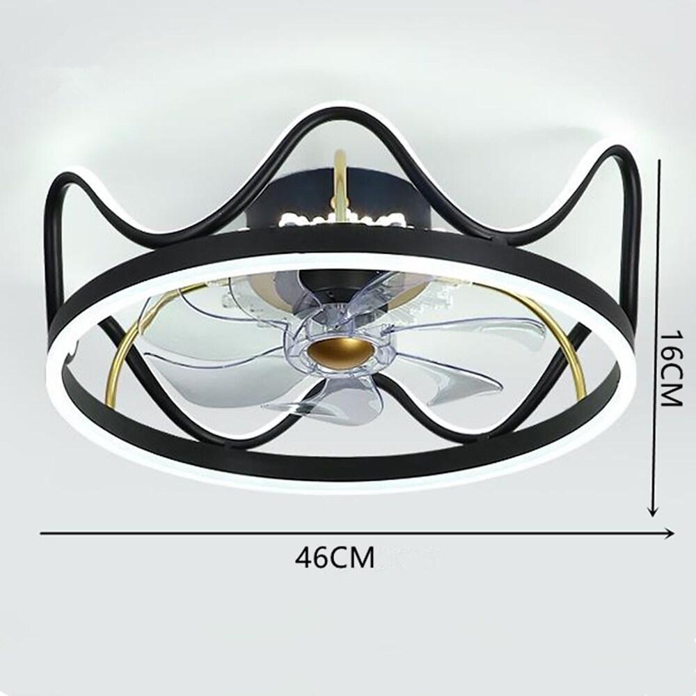 Modern Crown Ceiling Fan Light with Inbuilt LED - 3-Color Temperature