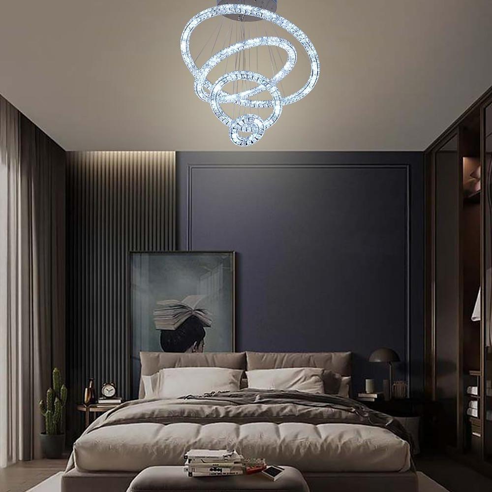 Crystal Tiered Ring Chandelier LED Pendant Light Vintage Design