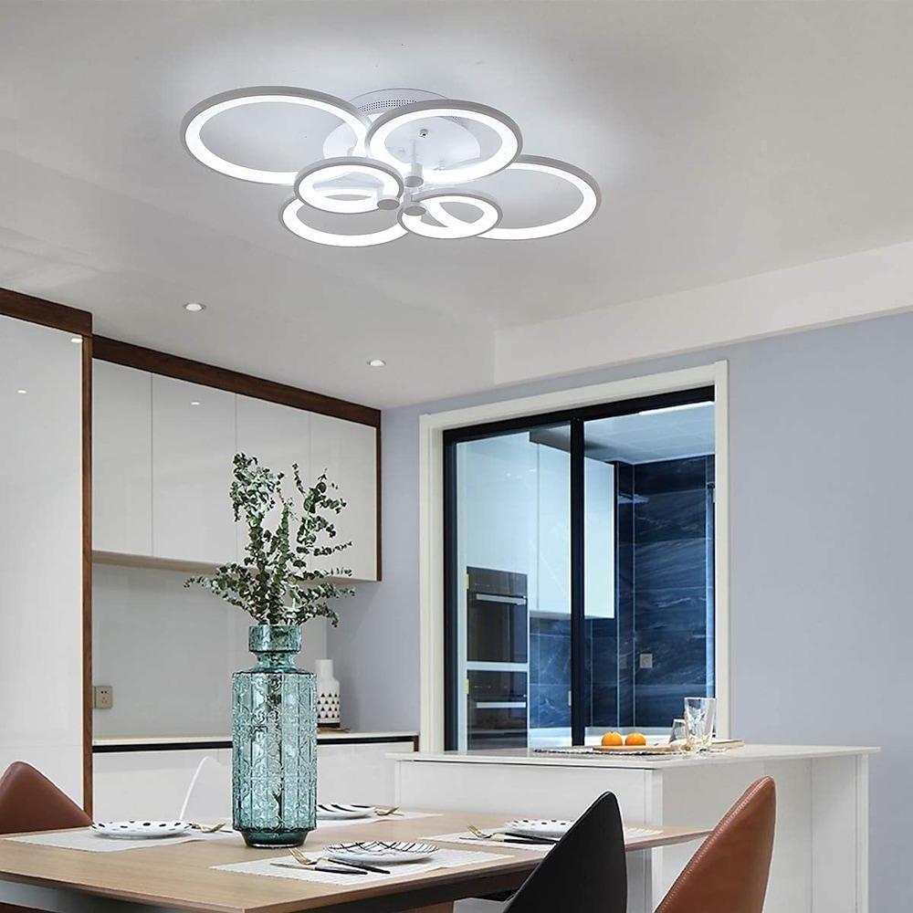 Modern Semi Flush Mount Light with Overlapping Rings - LED Ceiling