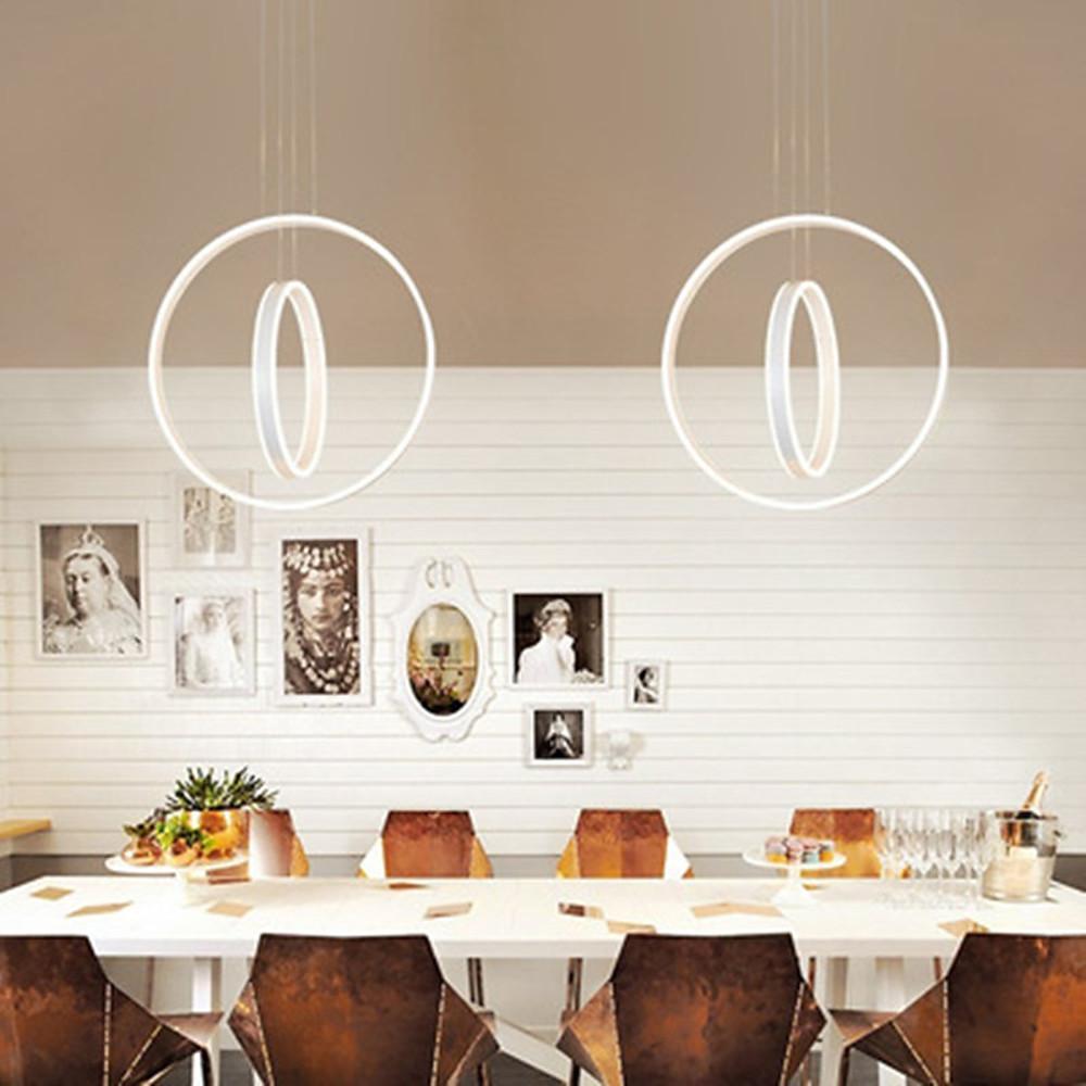 Twin Circle LED Pendant Light - Modern Geometric Aluminum Chandelier
