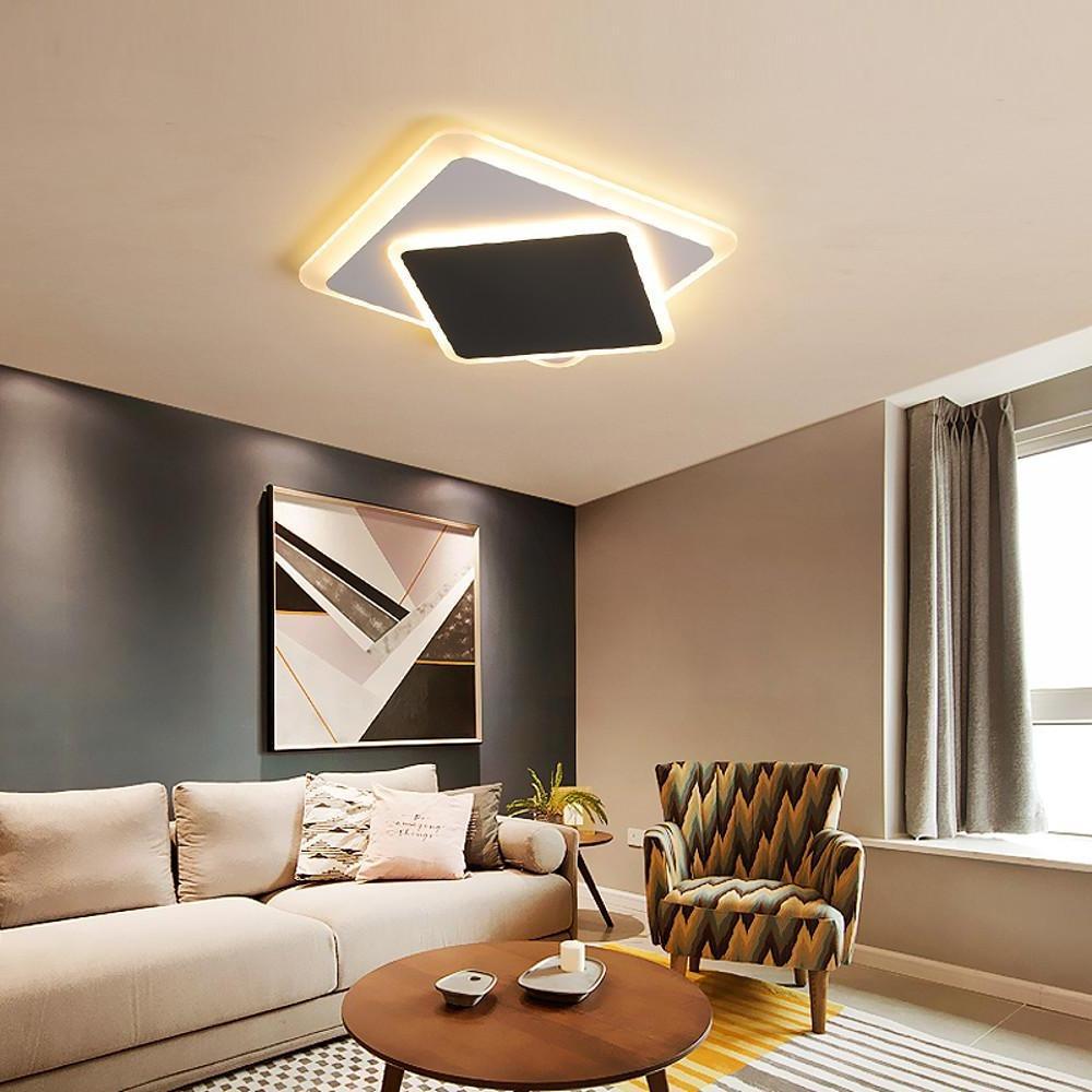 Modern Double Square LED Flush Mount Ceiling Light - Minimalist