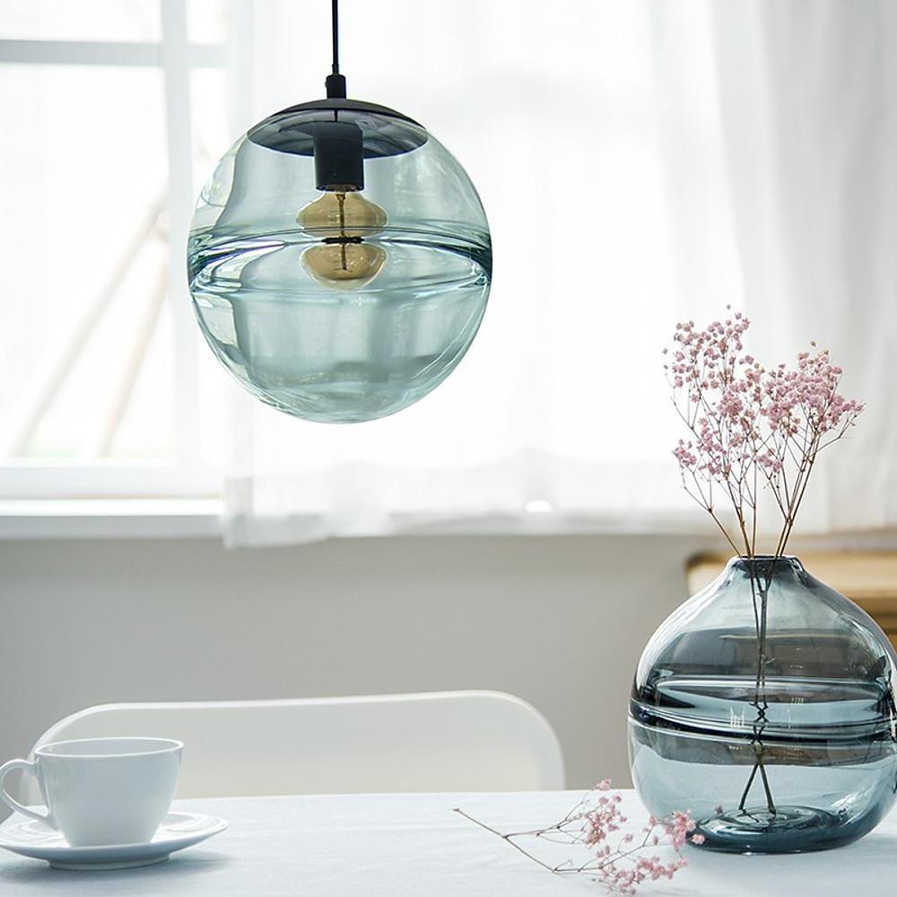 Industrial Globe Pendant Light Metal Glass Adjustable Dining Kitchen