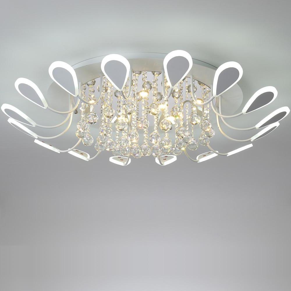 Flower Shaped Crystal Flush Mount LED Ceiling Light - Dimmable