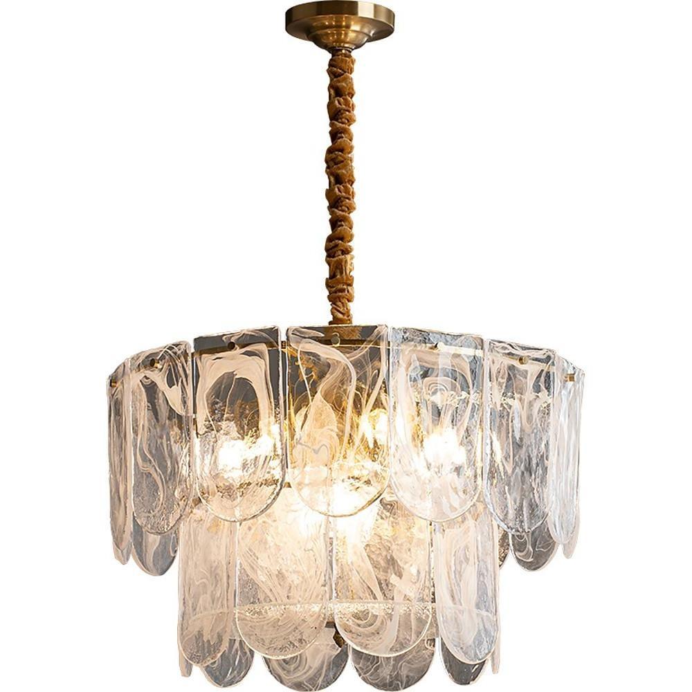 Modern Lantern Chandelier with Glass Shades - 9 to 12 Light