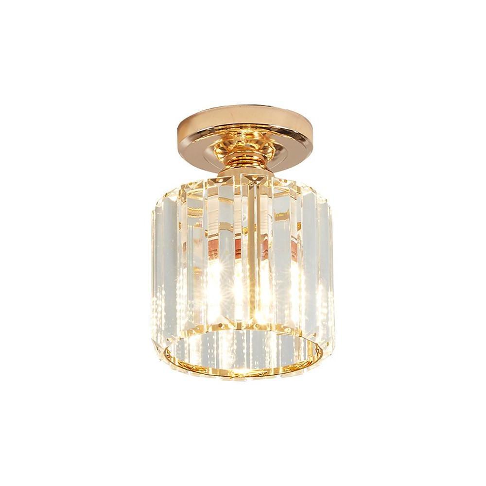 Crystal Semi-Flush Mount Ceiling Light - Modern Industrial LED