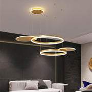 Modern 5-Ring LED Chandelier in Gold and Brown Finish