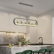 Rounded Rectangular Modern Pendant Light with Aluminum Frame