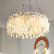 Leaf Glass Chandelier with 3-Step Dimming - Modern Round Design