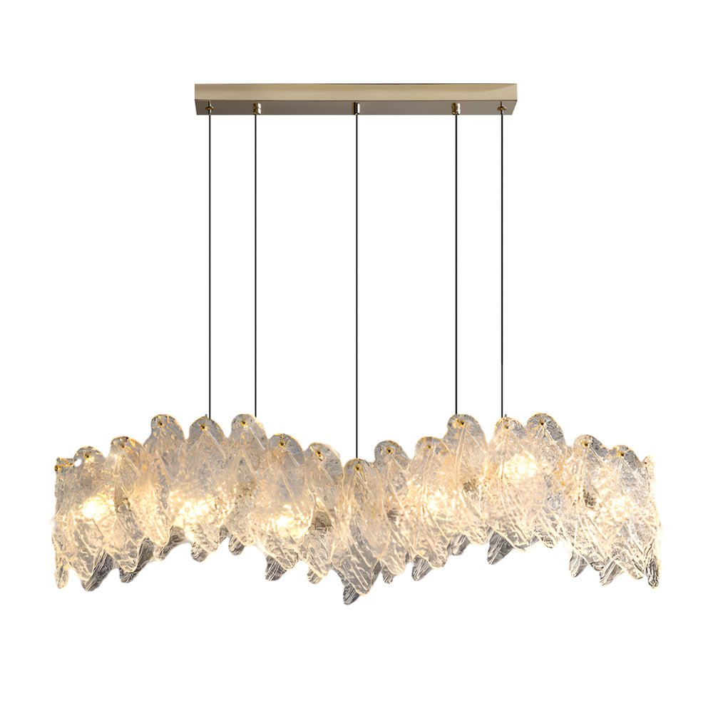 Leaf Glass Chandelier with 3-Step Dimming - Modern Round Design