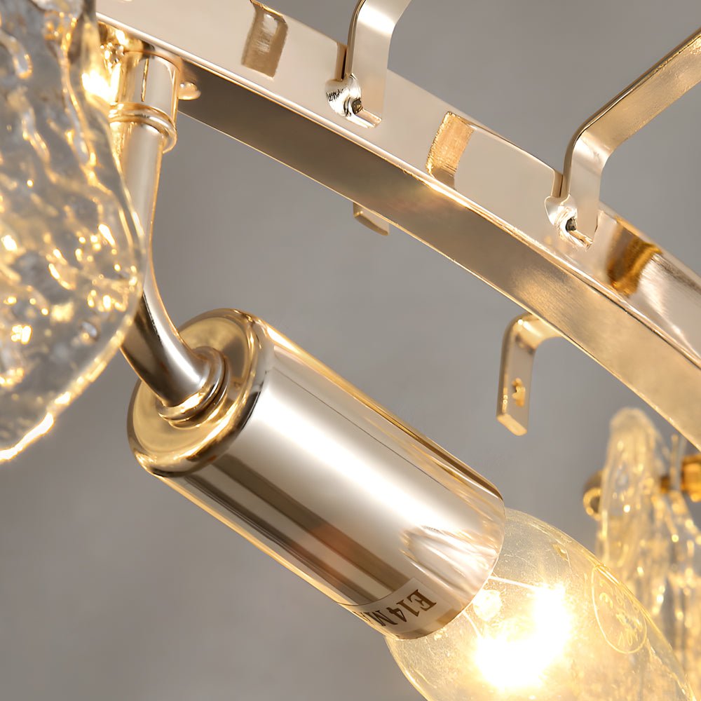 Leaf Glass Chandelier with 3-Step Dimming - Modern Round Design