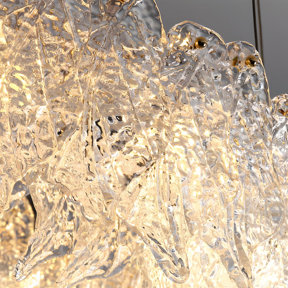 Leaf Glass Chandelier with 3-Step Dimming - Modern Round Design