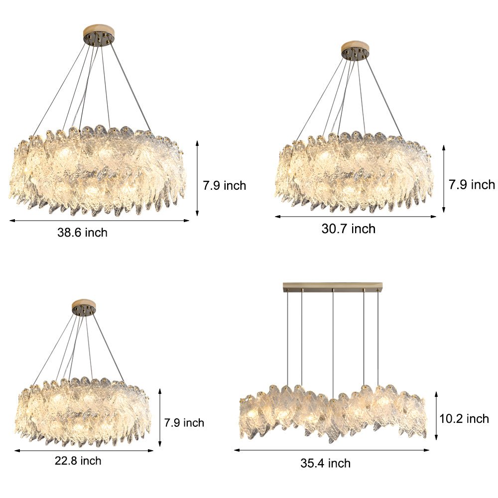 Leaf Glass Chandelier with 3-Step Dimming - Modern Round Design