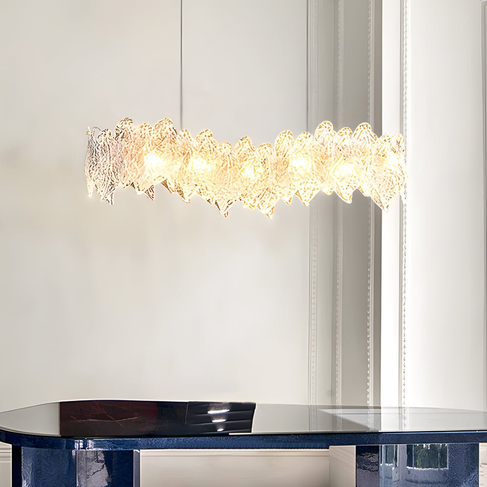 Leaf Glass Chandelier with 3-Step Dimming - Modern Round Design