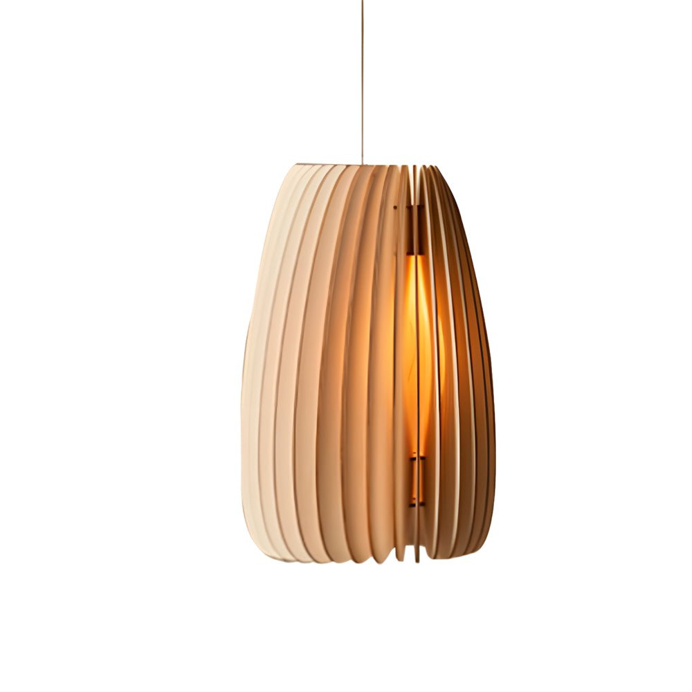 Hand-Woven Wood Veneer Pendant Light - Nordic Japanese Style