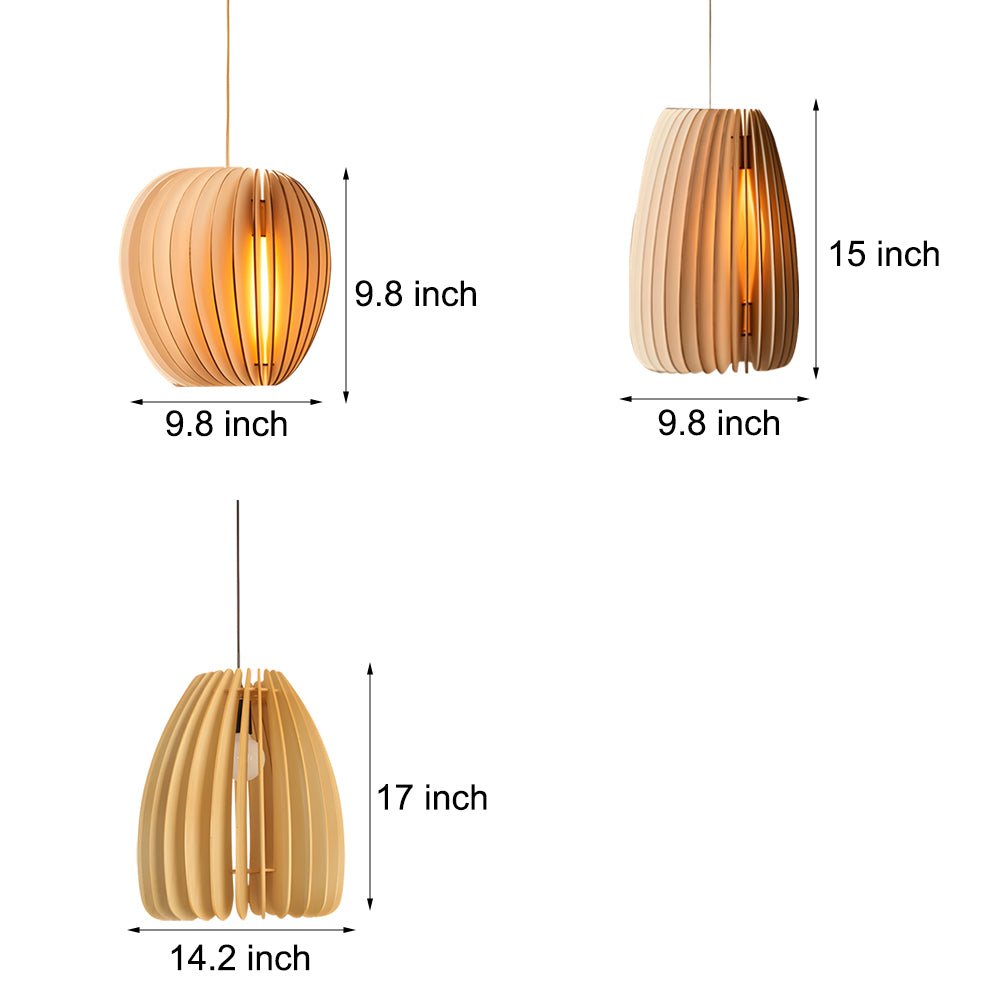 Hand-Woven Wood Veneer Pendant Light - Nordic Japanese Style