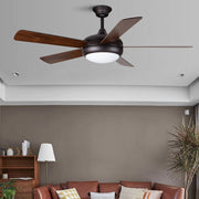 Modern Retro Wooden Ceiling Fan with LED Light - 3-Speed Remote