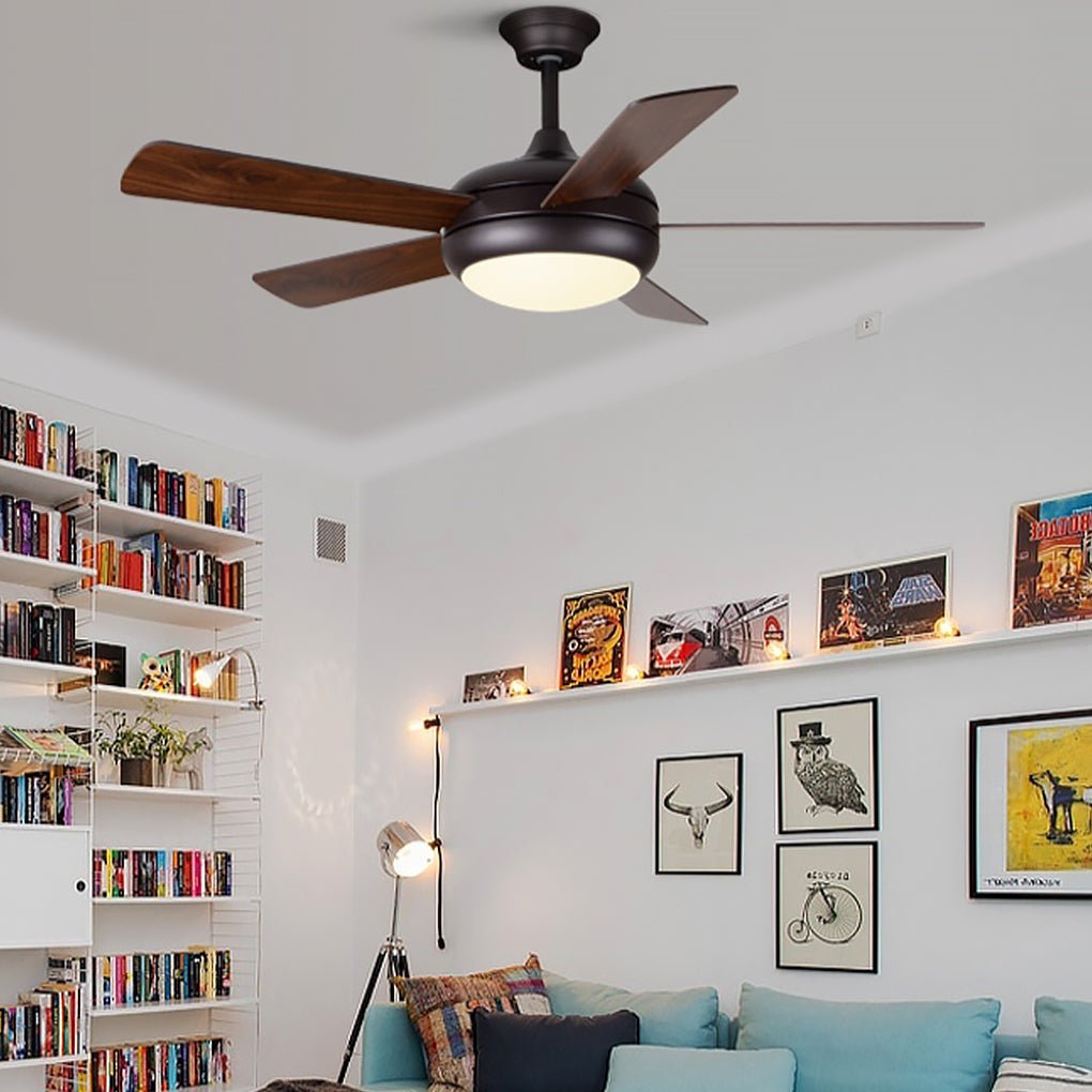 Modern Retro Wooden Ceiling Fan with LED Light - 3-Speed Remote