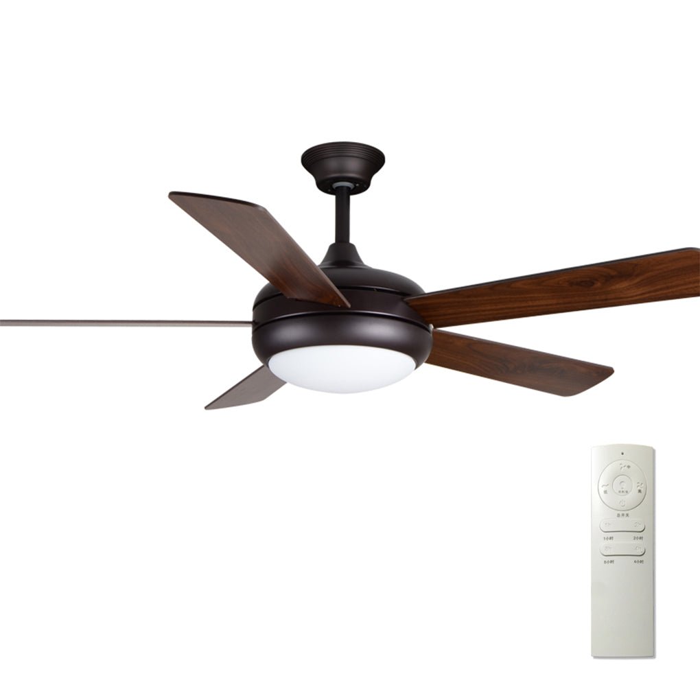 Modern Retro Wooden Ceiling Fan with LED Light - 3-Speed Remote