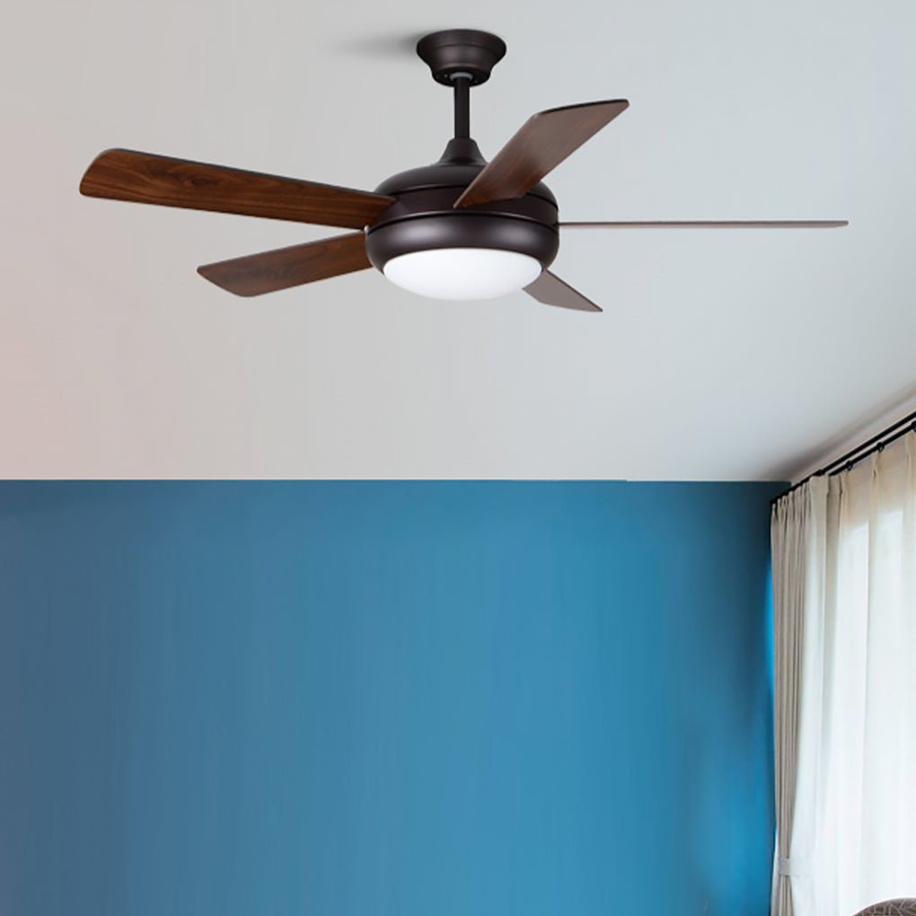 Modern Retro Wooden Ceiling Fan with LED Light - 3-Speed Remote