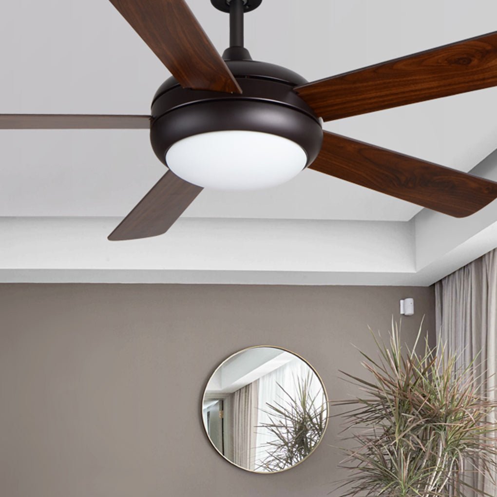 Modern Retro Wooden Ceiling Fan with LED Light - 3-Speed Remote
