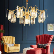 Crystal Chandelier Gold Copper Finish LED Ambient Lighting