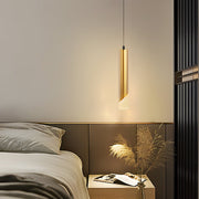 Slender Cylinder Gold Modern LED Pendant Light with 3-Step Dimming