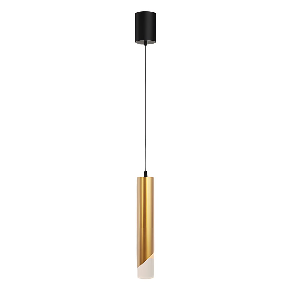 Slender Cylinder Gold Modern LED Pendant Light with 3-Step Dimming