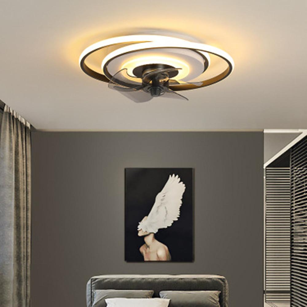 Modern Geometric Ceiling Fan with LED Light – Metal & Plastic