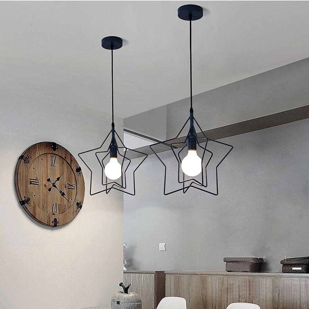 Modern Star Shaped Metal Pendant Light with Adjustable Cord