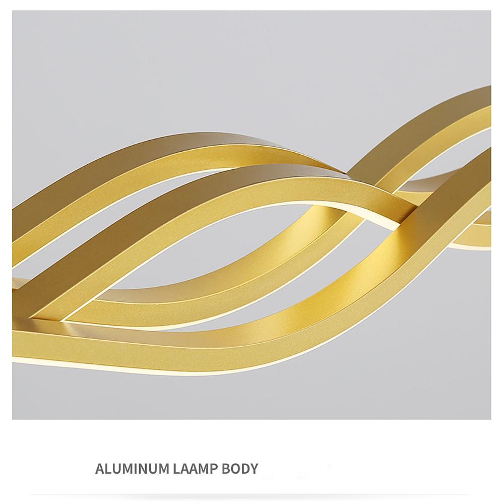 Modern Wave LED Pendant Light 39'' Aluminum Dining Chandelier