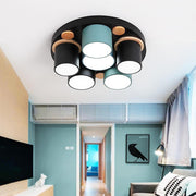 Modern Cylindrical Semi Flush Mount LED Ceiling Light - Metal & PVC