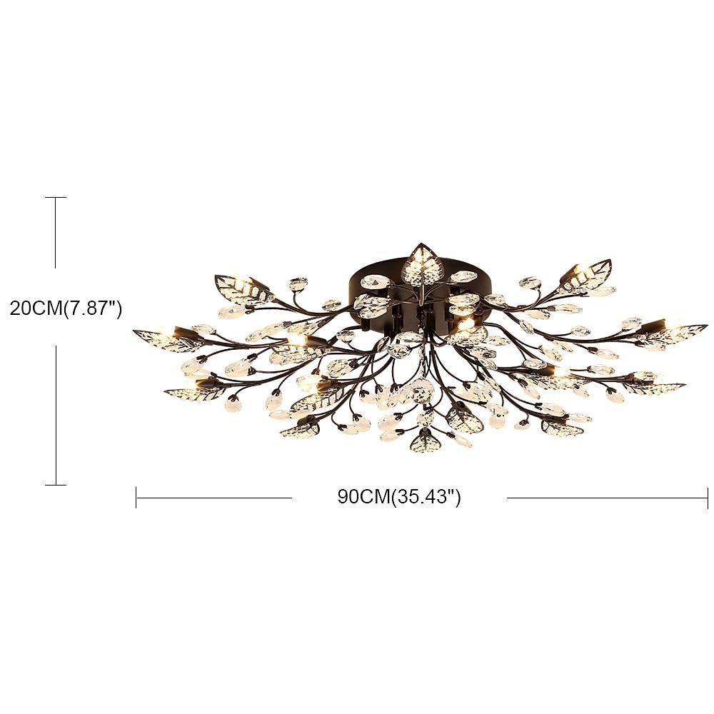 Crystal Leaf Flush Mount Ceiling Chandelier Vintage 15-Light