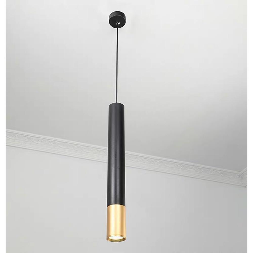 Black Gold Cylinder Pendant Light Modern LED Hanging Lamp