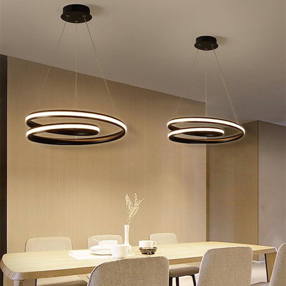 Modern Circular Aluminum LED Pendant Light with Dimming Control