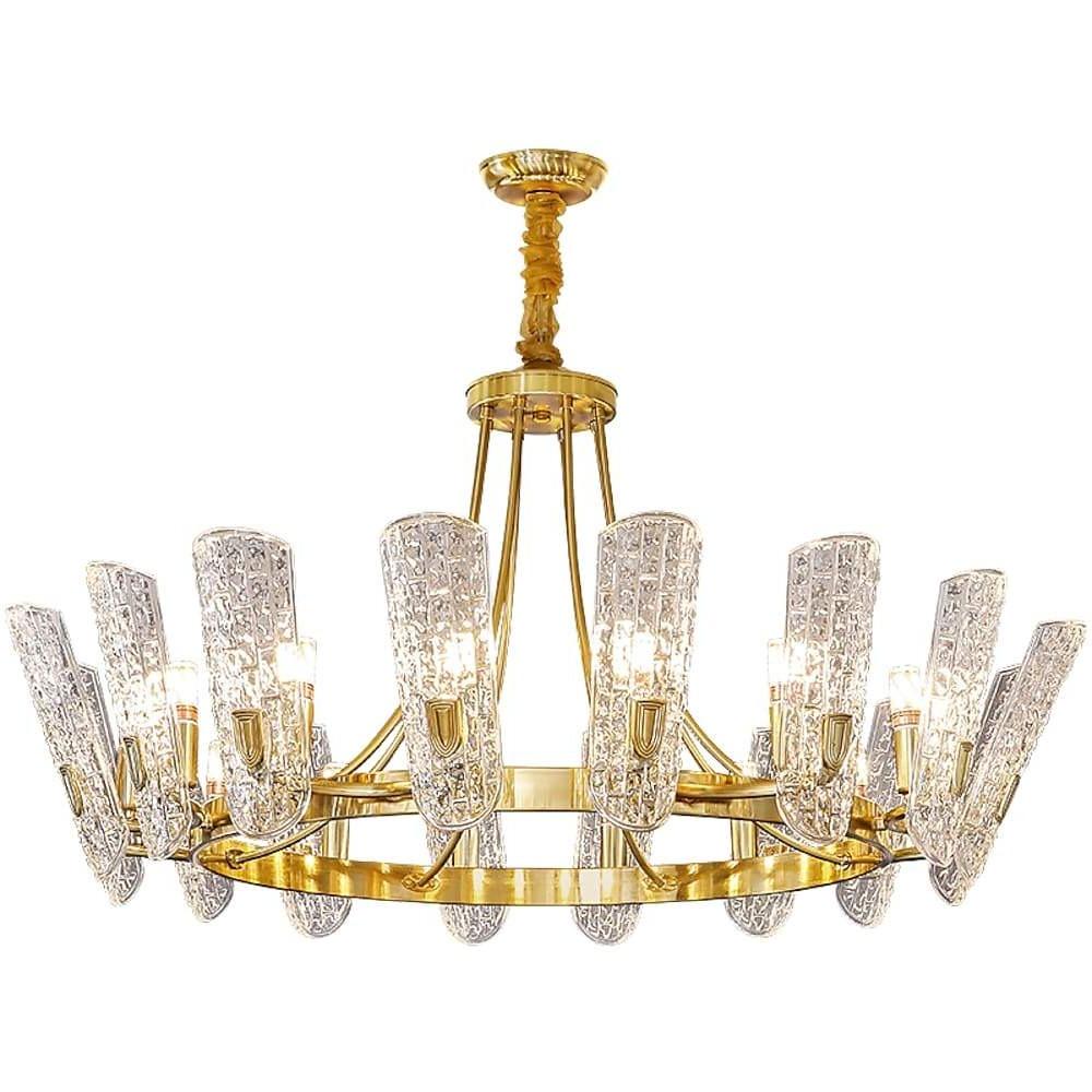 Modern Gold Metal Glass Chandelier – 8 to 16 Light Options