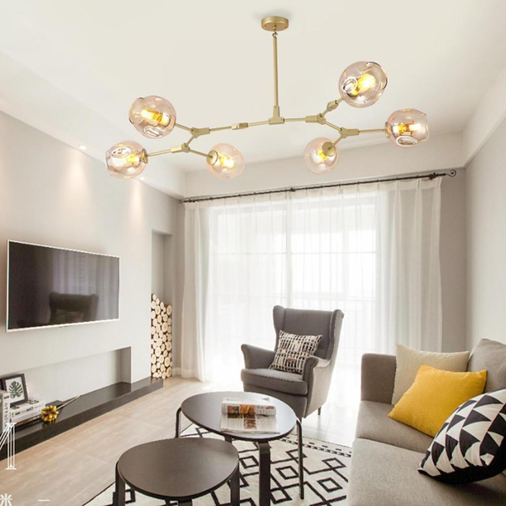 Nordic Sputnik Chandelier 6-Light Blown Glass Contemporary