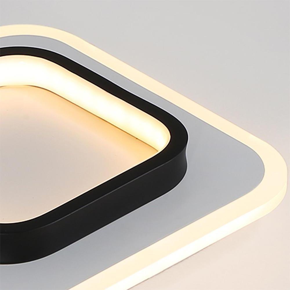 Modern Double Square Flush Mount LED Ceiling Light Black White