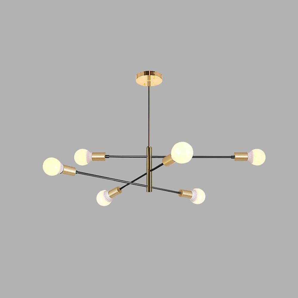 Modern 6-Light Sputnik Chandelier - Black & Gold - 41" Dia