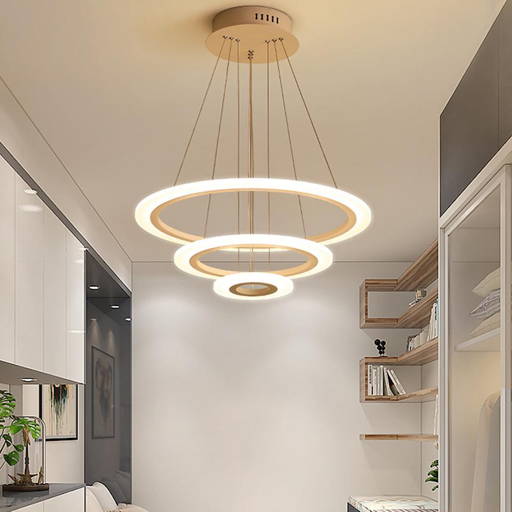 Modern 3-Ring LED Pendant Chandelier - Aluminum & Acrylic
