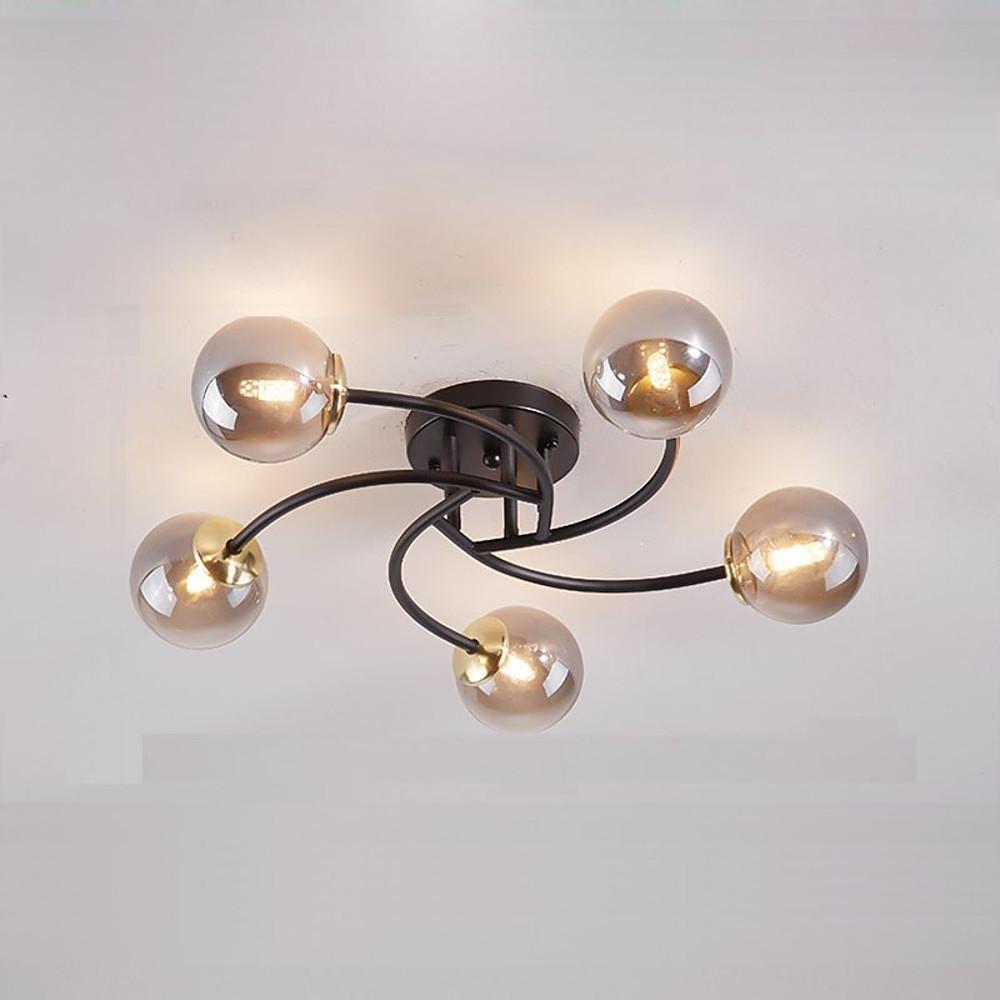 Modern Glass Globe Semi Flush Mount Ceiling Light - 3 or 5 Light