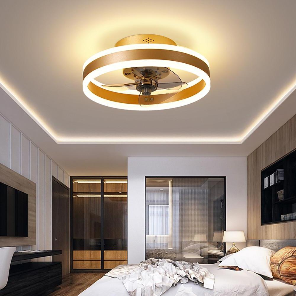 16" Modern Dimmable LED Ceiling Fan with Light Flush Mount